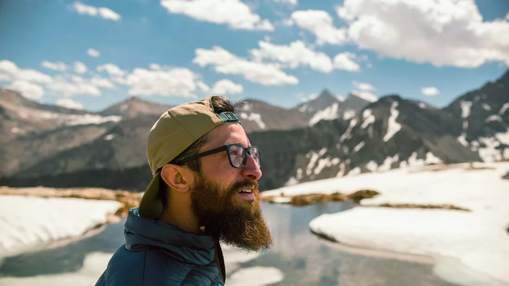 Man wearing HOYA outdoors lenses in Arctic area