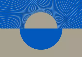 HOYA graphic blue and grey shapes