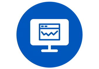 HOYA icon: white computer graphic on blue background
