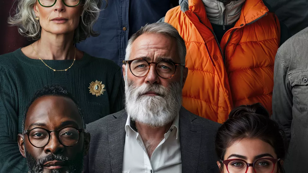 Vielfältige Gruppe von Menschen mit Brille