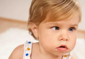 Young female child with a lazy eye