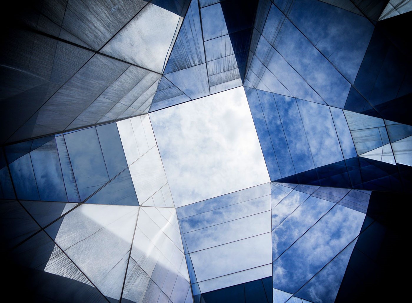 Shot of high rise buildings from below