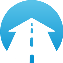 Blue future icon with white arrow