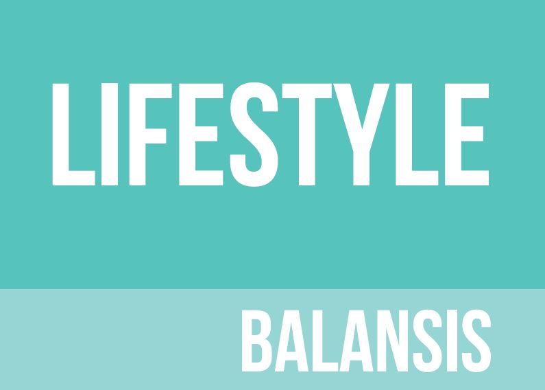 Turquoise background with lifestyle balansis written in white