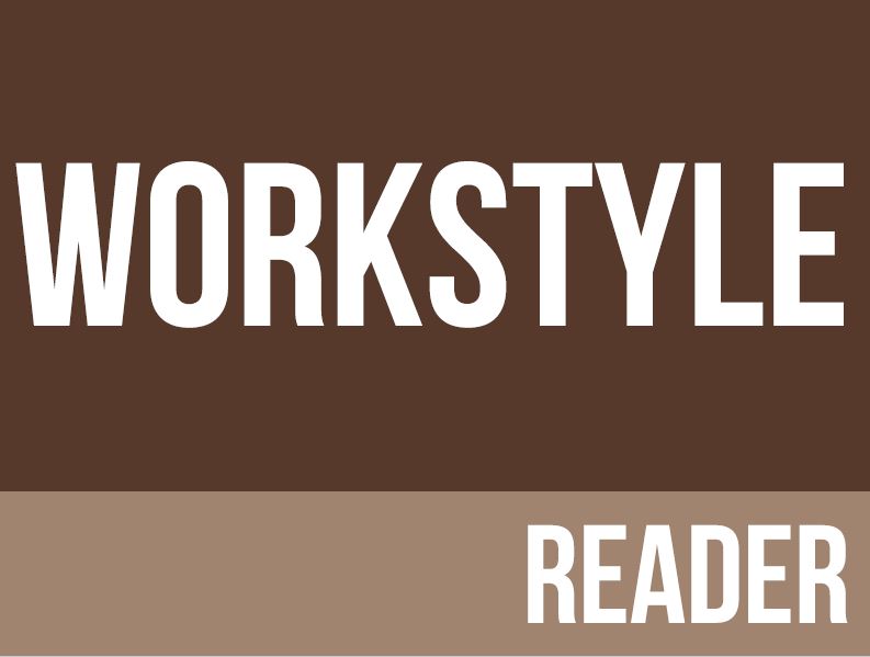 Brown background with workstyle reader written in white