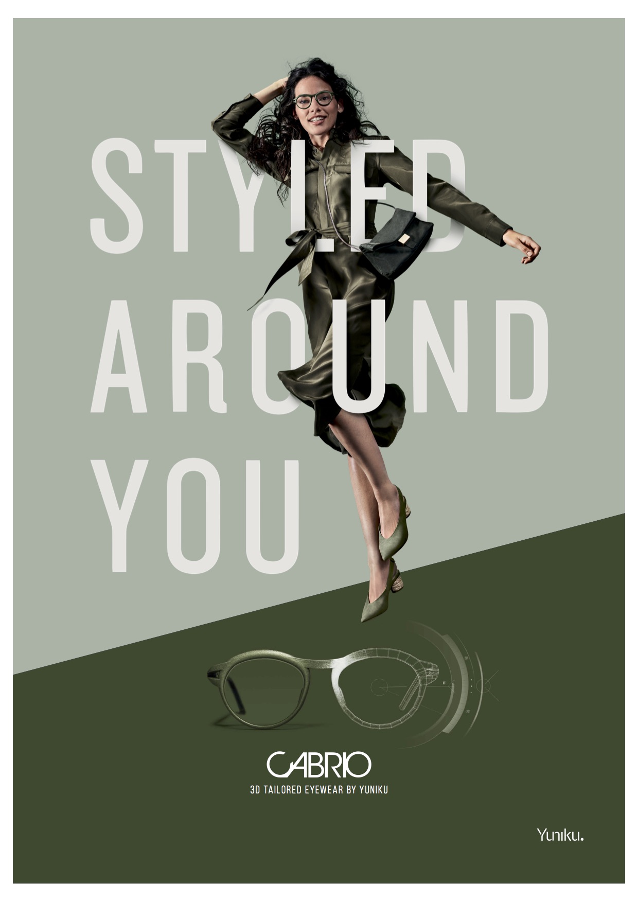 Cabrio poster with female wearing eyeglasses